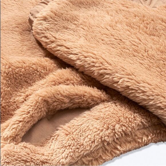 VICTORIA’S SECRET PINK FLEECE TEDDY HALF ZIP OVERSIZED PULLOVER SWEATER NWT TAN - Picture 4 of 13